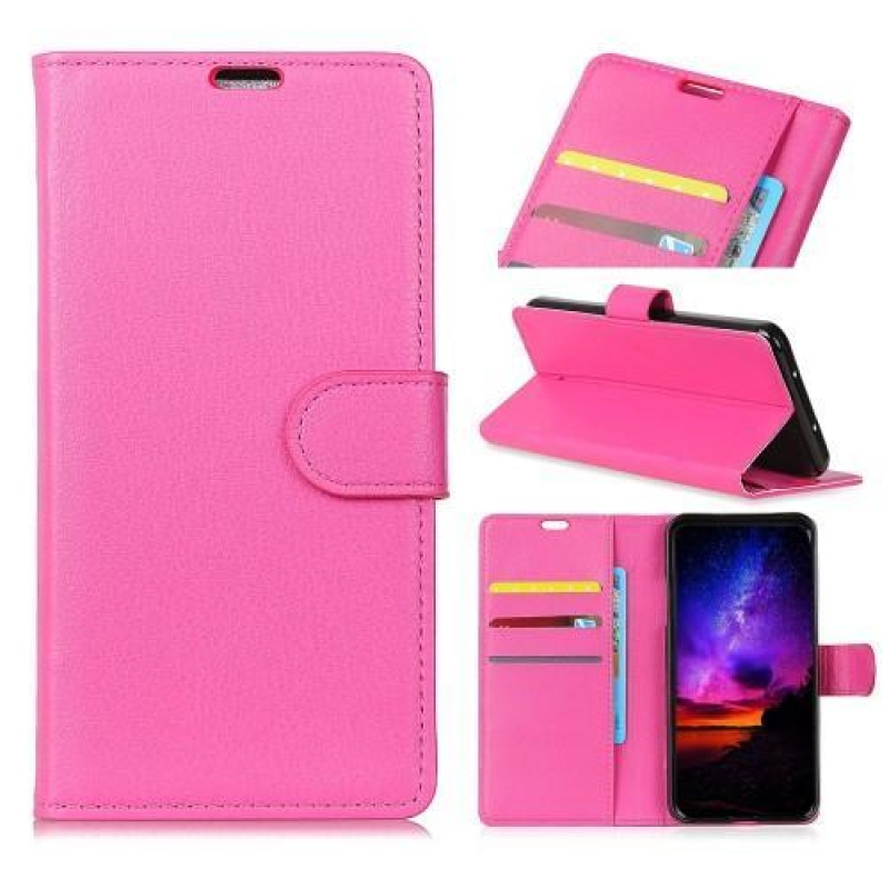 Litchi PU bőr pénztárca tok Huawei P30 Lite - rózsa