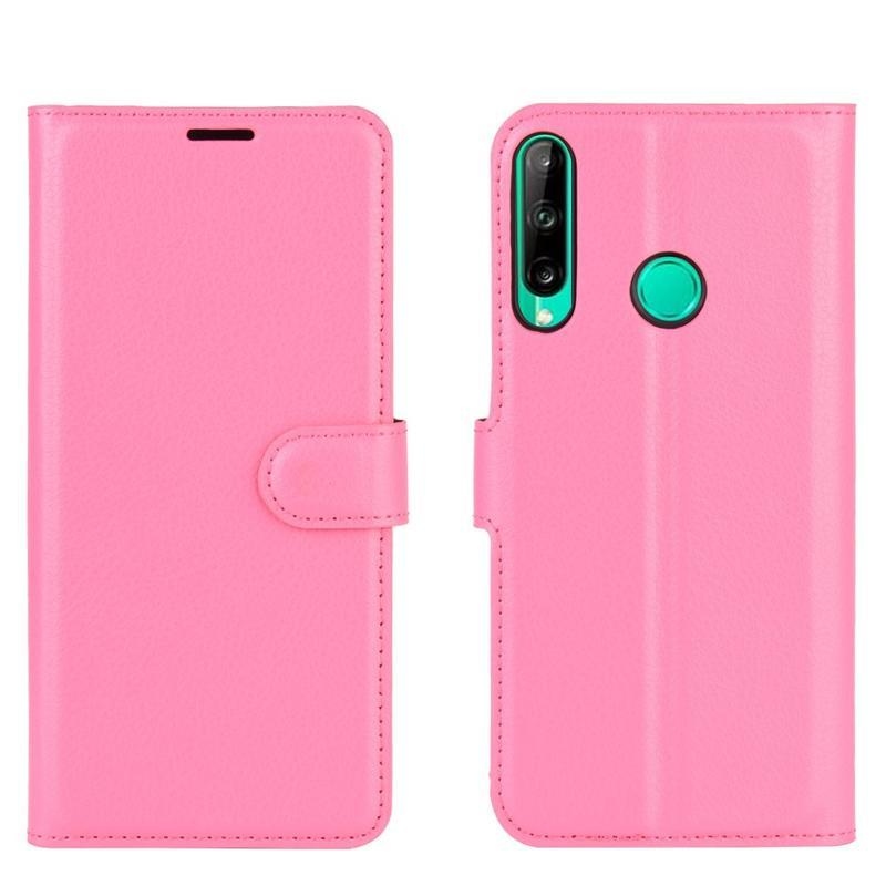 Litchi PU bőr pénztárca tok Huawei P40 Lite E - rózsa