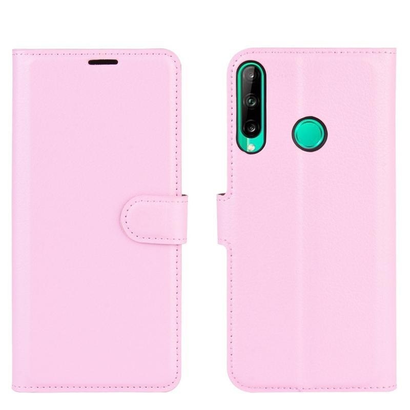 Litchi PU bőr pénztárca tok a Huawei P40 Lite E számára - rózsaszínű