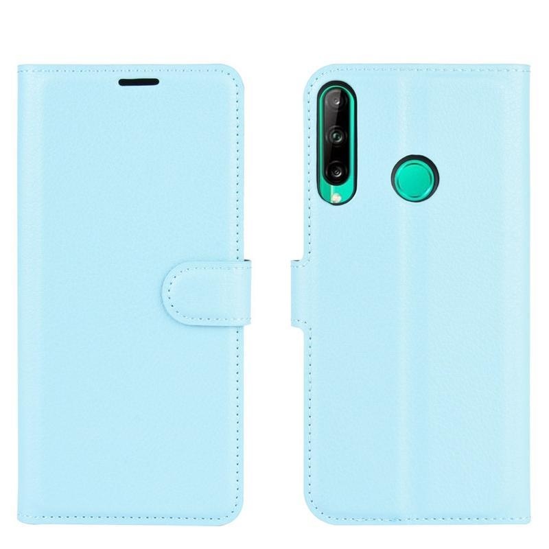 Litchi PU bőr pénztárca tok a Huawei P40 Lite E számára - világoskék színben