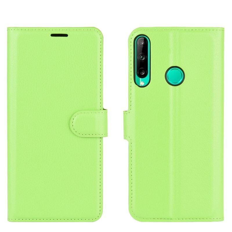 Litchi PU bőr pénztárca tok a Huawei P40 Lite E számára - zöld