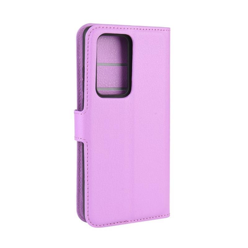 Litchi PU bőr pénztárca tok a Huawei P40 Pro-hoz - lila