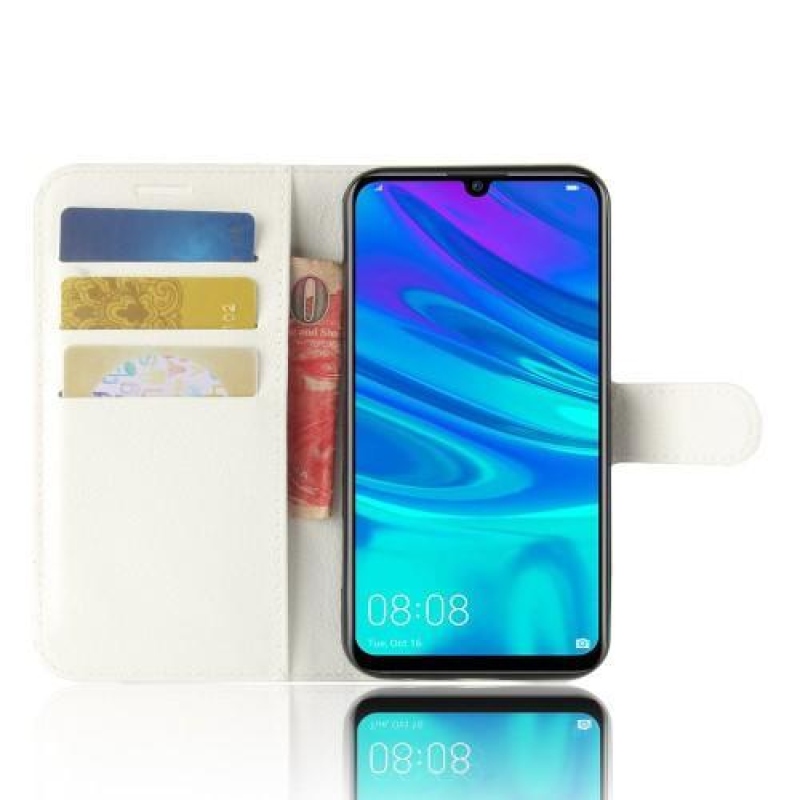 Litchi PU bőr pénztárca tok Huawei Y7 (2019) - fehér