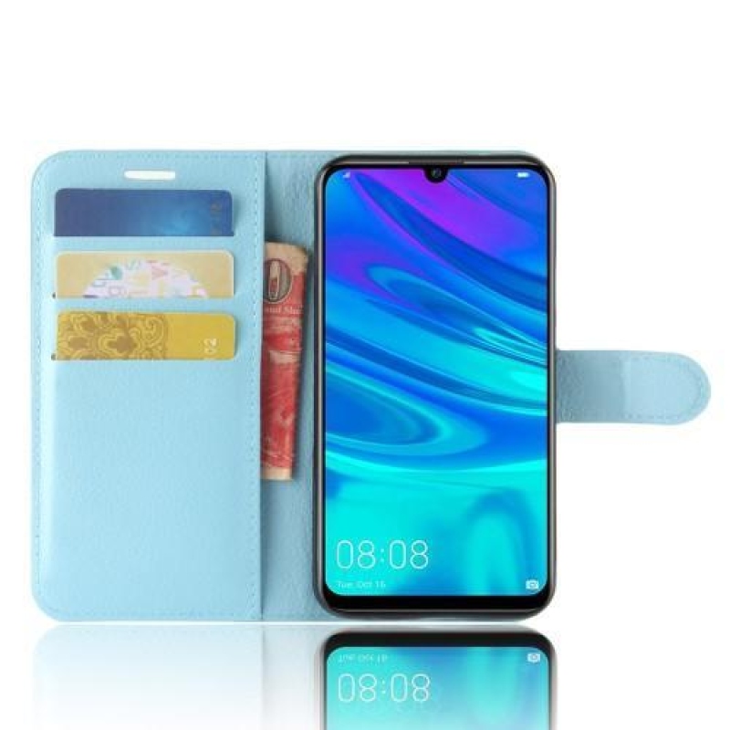 Litchi PU bőr pénztárca tok Huawei Y7 (2019) - kék