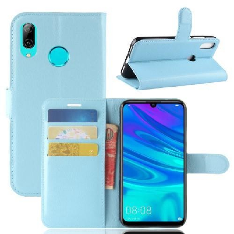 Litchi PU bőr pénztárca tok Huawei Y7 (2019) - kék