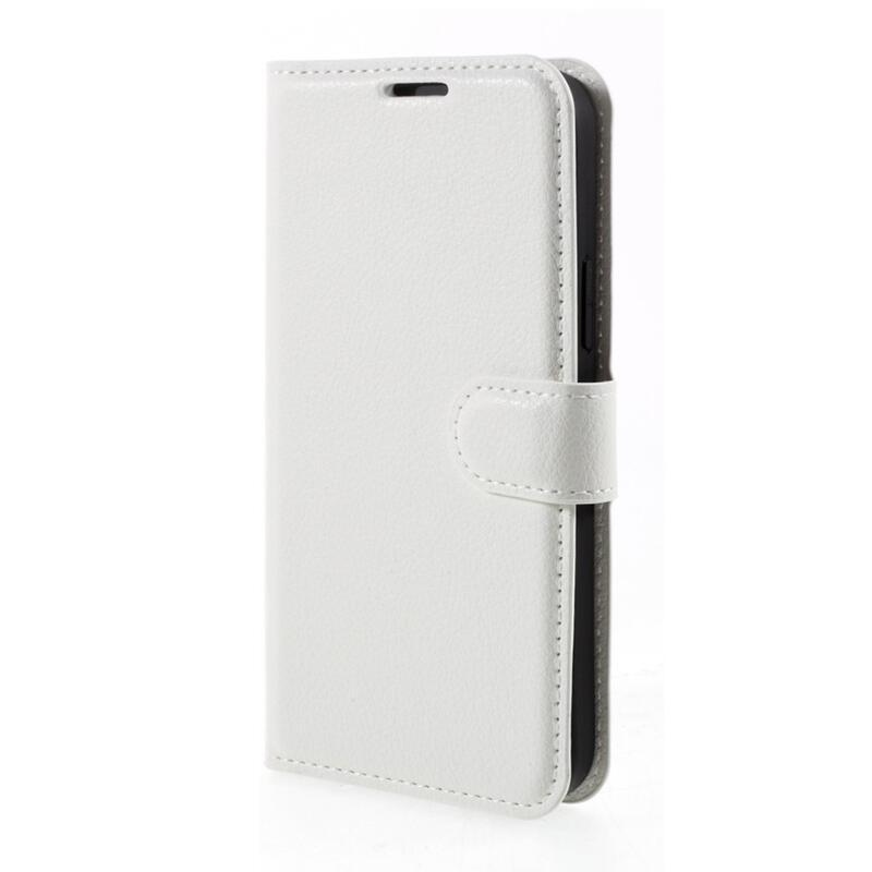 Litchi PU bőr pénztárca tok iPhone 12/12 Pro készülékhez - fehér