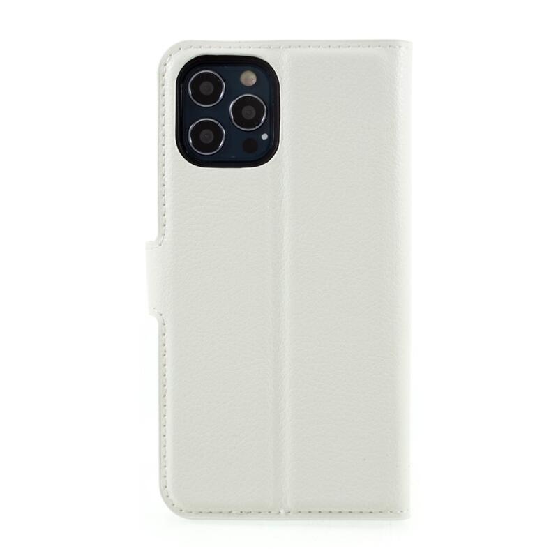 Litchi PU bőr pénztárca tok iPhone 12/12 Pro készülékhez - fehér