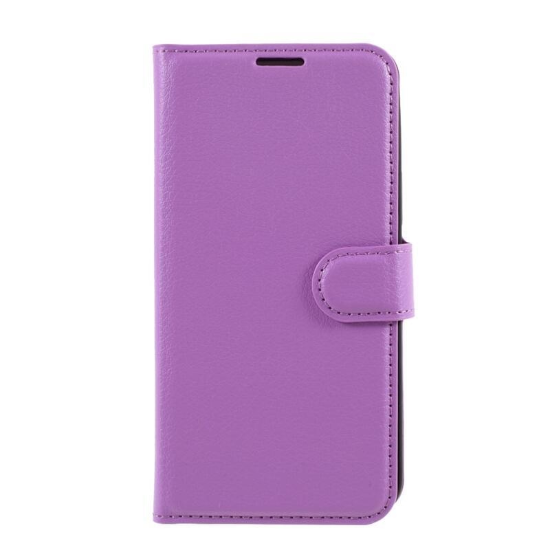 Litchi PU bőr pénztárca tok iPhone 12/12 Pro készülékhez - lila