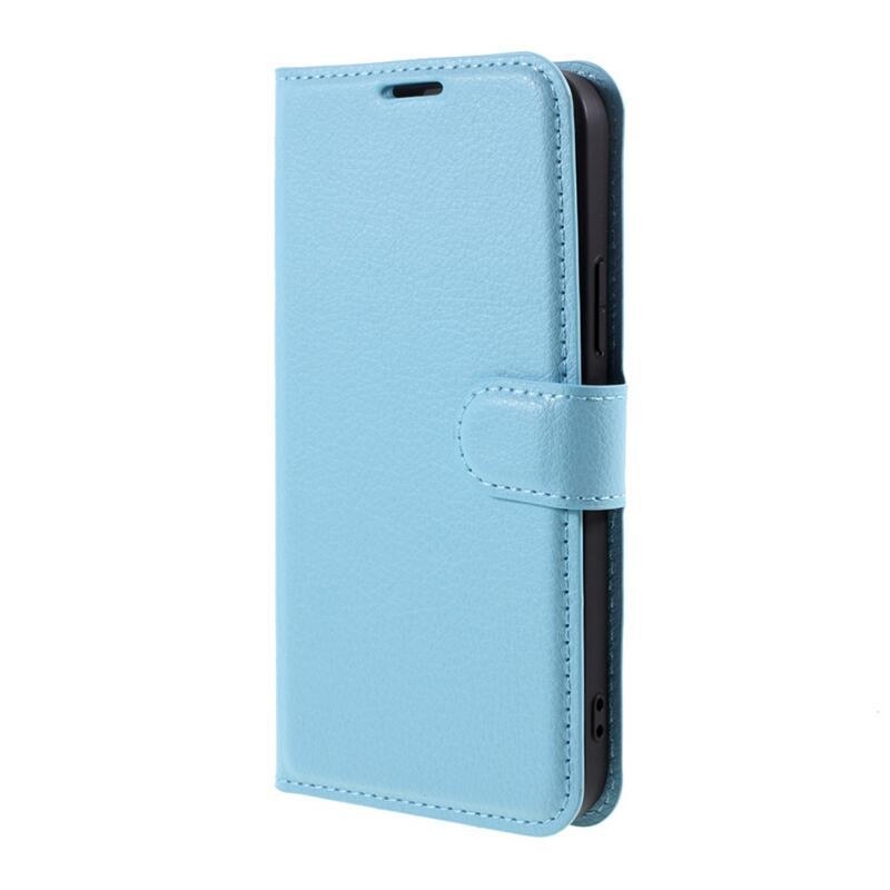 Litchi PU bőr pénztárca tok iPhone 12/12 Pro készülékhez - kék