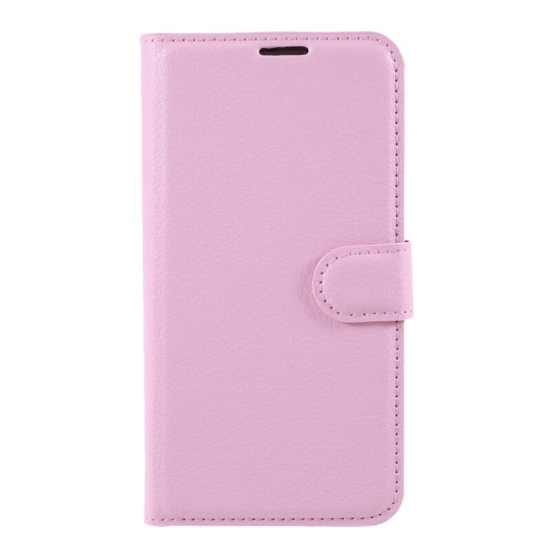 Litchi PU bőr pénztárca tok iPhone 12/12 Pro készülékhez - rózsaszín