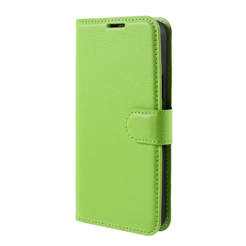 Litchi PU bőr pénztárca tok iPhone 12/12 Pro készülékhez - zöld