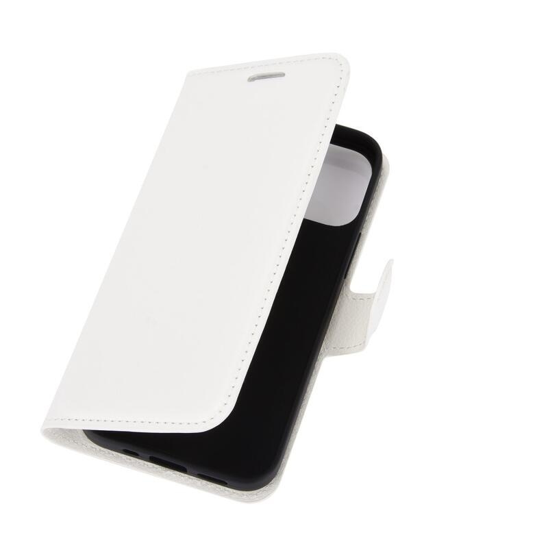 Litchi PU bőr pénztárca tok iPhone 12 mini 5.4 készülékhez - fehér