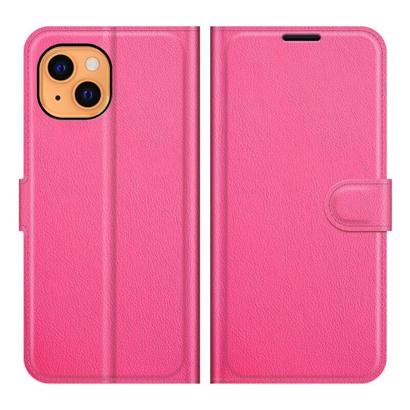 Litchi PU bőr pénztárca tok iPhone 13 mini 5.4 - rózsaszín - rózsa