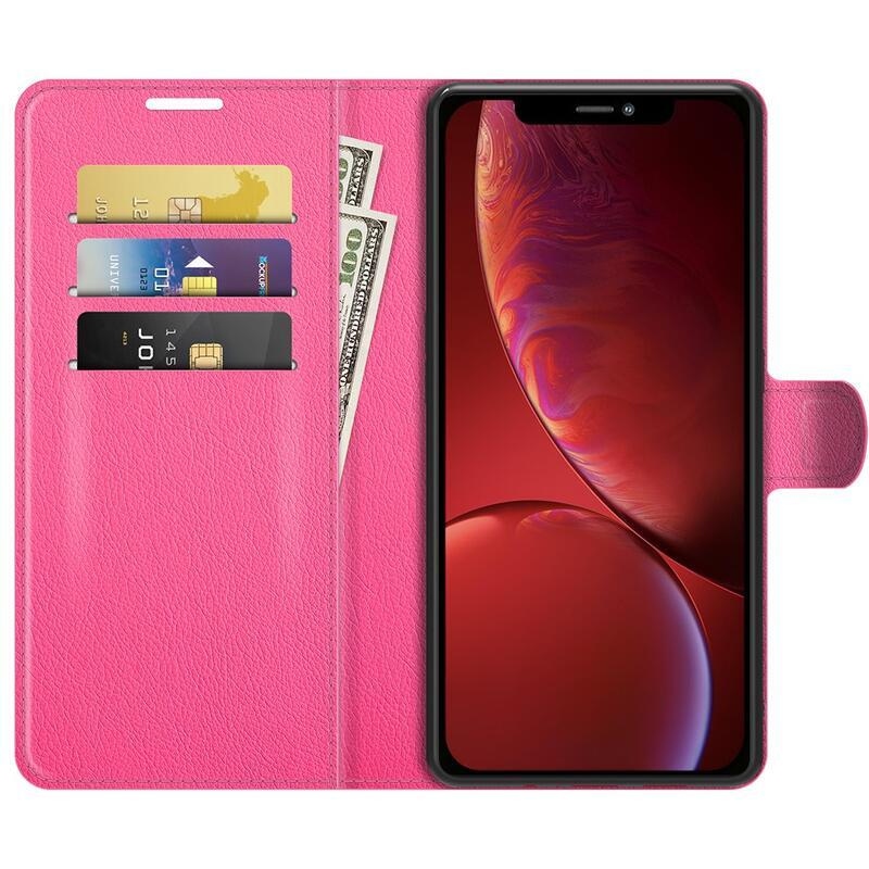 Litchi PU bőr pénztárca tok iPhone 13 mini 5.4 - rózsaszín - rózsa