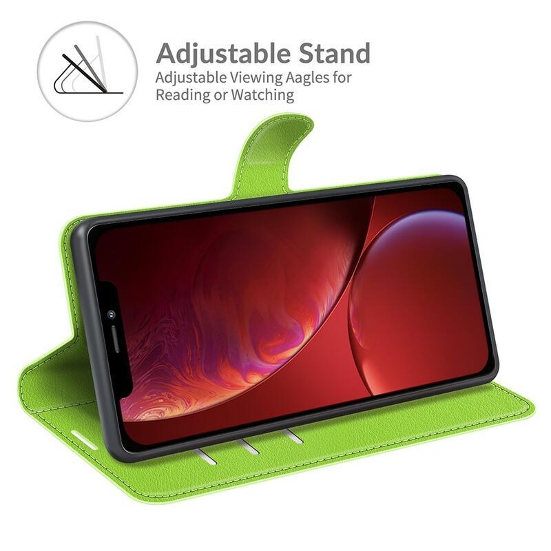 Litchi PU bőr pénztárca tok iPhone 13 mini 5.4 készülékhez - zöld
