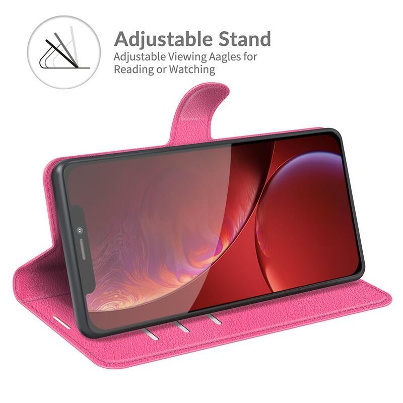 Litchi PU bőr pénztárca tok iPhone 13 Pro Max 6.7 - rózsaszín - rózsa
