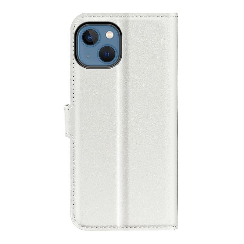 Litchi PU bőr pénztárca tok iPhone 14 6.1 készülékhez - fehér