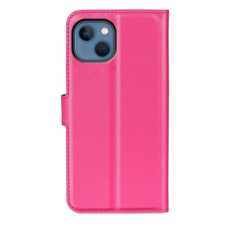 Litchi PU bőr pénztárca tok iPhone 14 6.1 - rózsaszín - rózsa