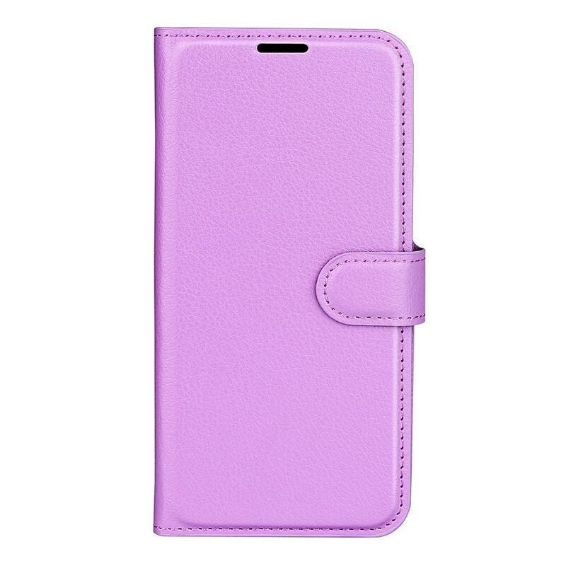 Litchi PU bőr pénztárca tok iPhone 14 Pro Max 6.7 készülékhez - lila
