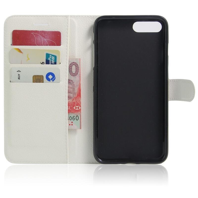 Litchi PU bőr tok iPhone 8 Plus/7 Plus készülékhez - fehér