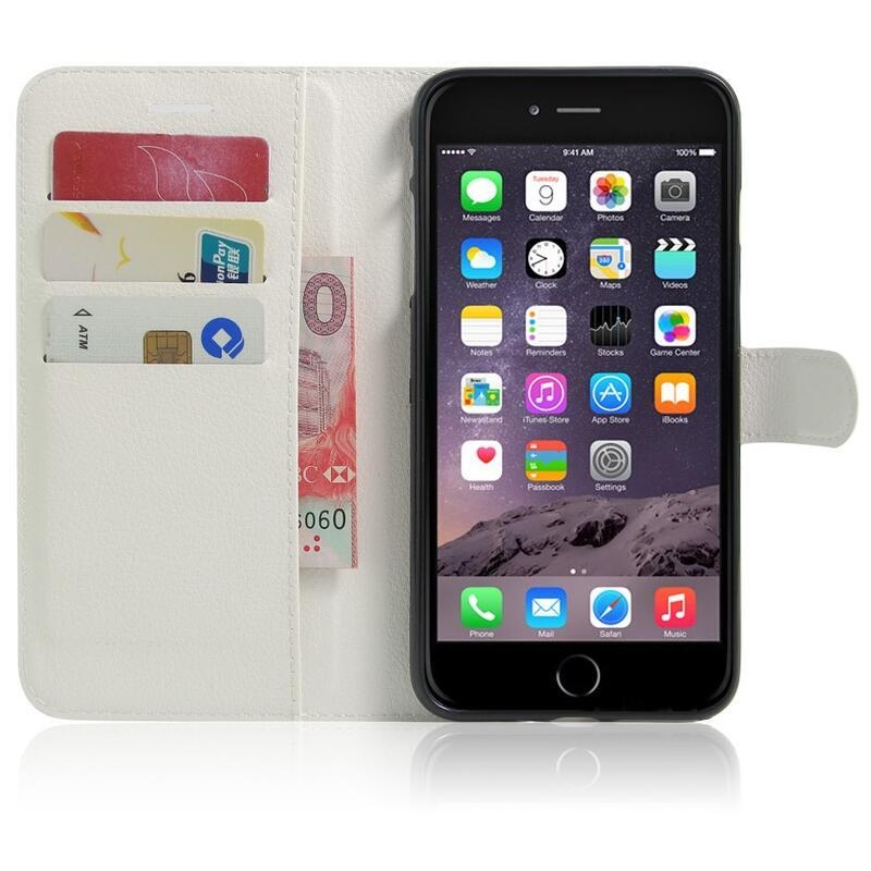 Litchi PU bőr tok iPhone 8 Plus/7 Plus készülékhez - fehér