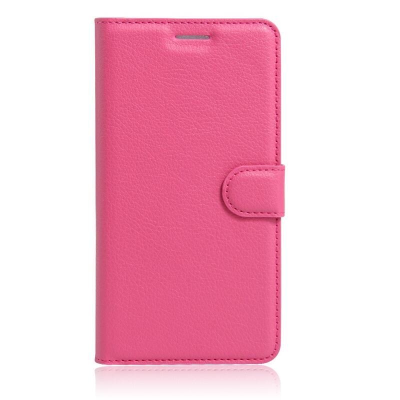 Litchi PU bőr pénztárca tok iPhone 8 Plus/7 Plus készülékhez - rózsaszínű