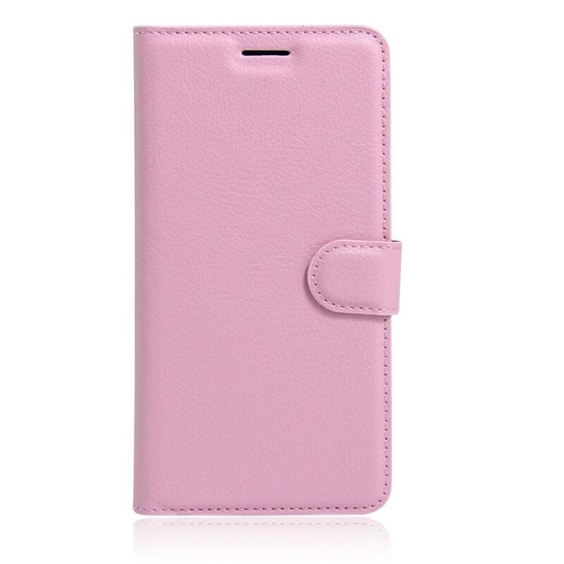 Litchi PU bőr pénztárca tok iPhone 8 Plus/7 Plus készülékhez - rózsaszín
