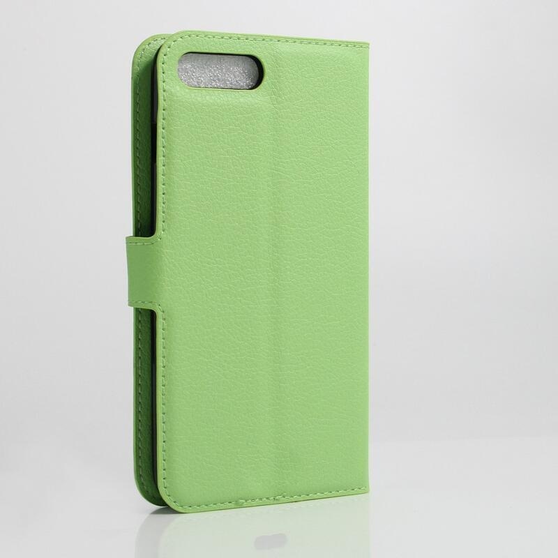 Litchi PU bőr pénztárca tok iPhone 8 Plus/7 Plus készülékhez - zöld