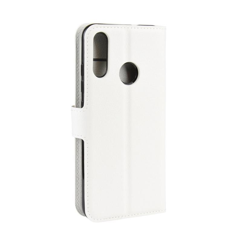 Litchi PU bőr pénztárca tok Motorola Moto E6 Plus-hoz - fehér