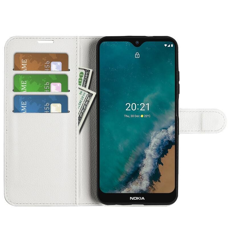 Litchi PU bőr pénztárca tok Nokia G50 készülékhez - fehér