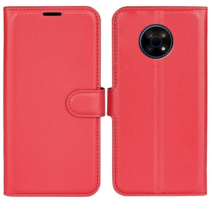 Litchi PU bőr pénztárca tok Nokia G50-hez - piros