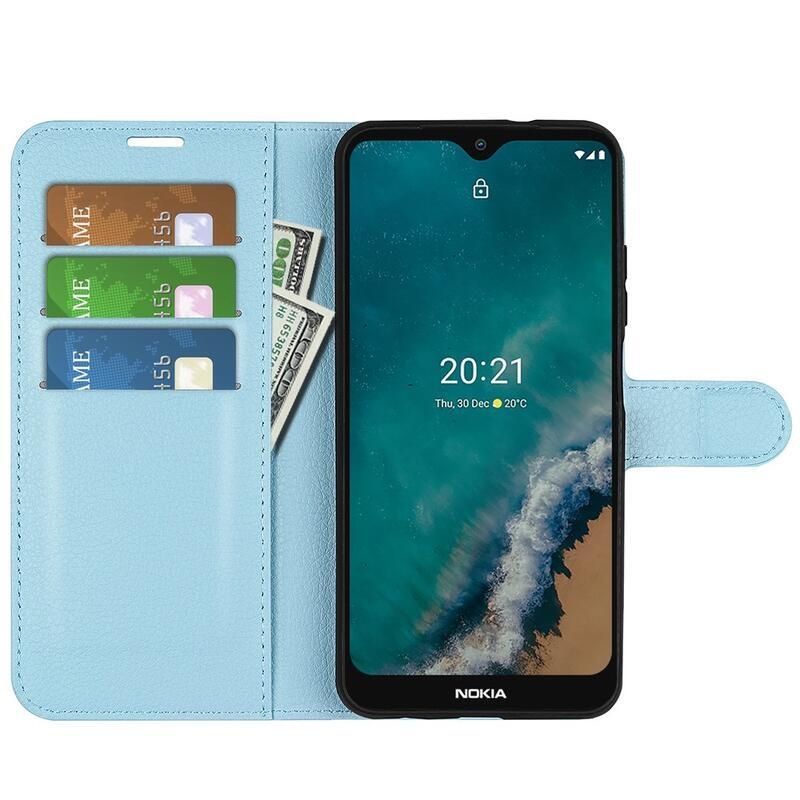 Litchi PU bőr pénztárca tok Nokia G50 készülékhez - kék