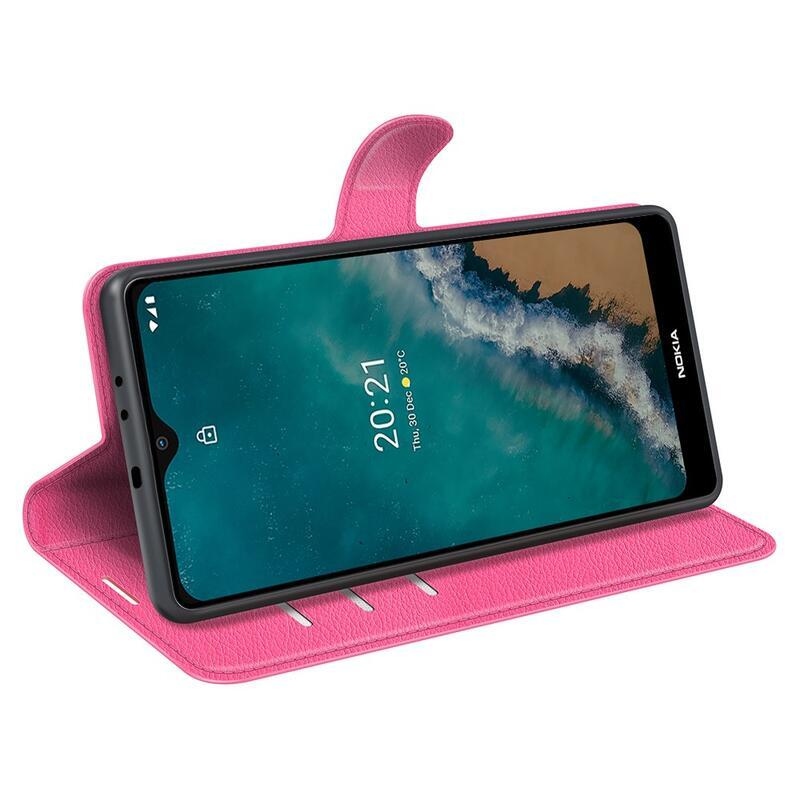 Litchi PU bőr pénztárca tok Nokia G50 - rózsaszínű