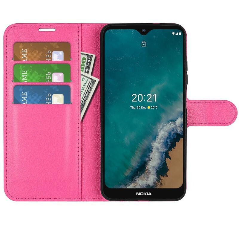 Litchi PU bőr pénztárca tok Nokia G50 - rózsaszínű
