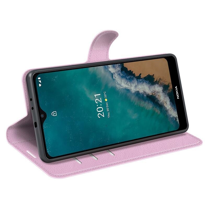 Litchi PU bőr pénztárca tok Nokia G50 készülékhez - rózsaszín