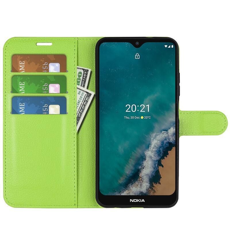 Litchi PU bőr pénztárca tok Nokia G50-hez - zöld