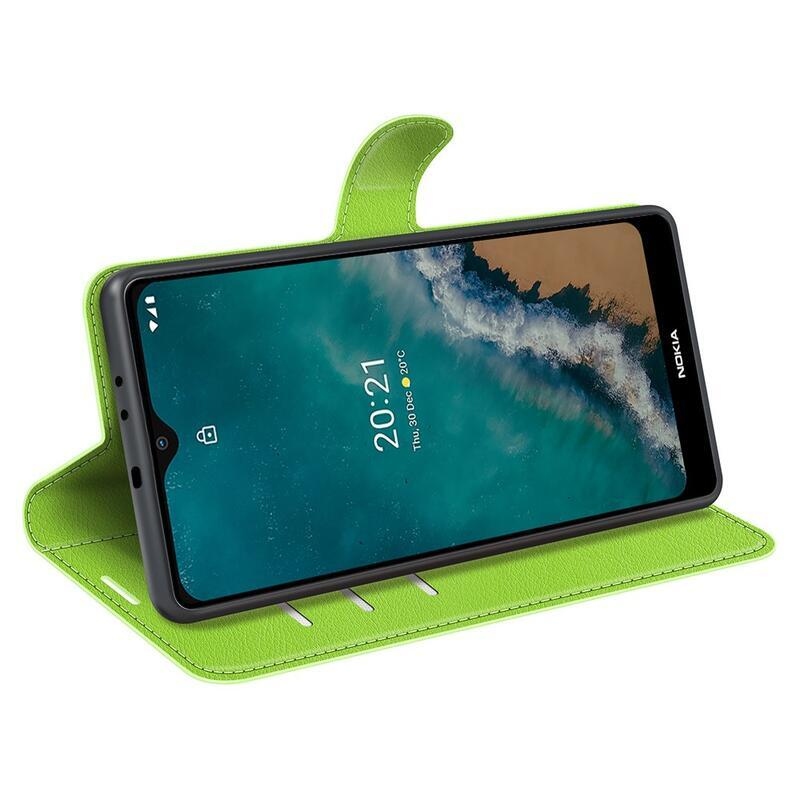Litchi PU bőr pénztárca tok Nokia G50-hez - zöld
