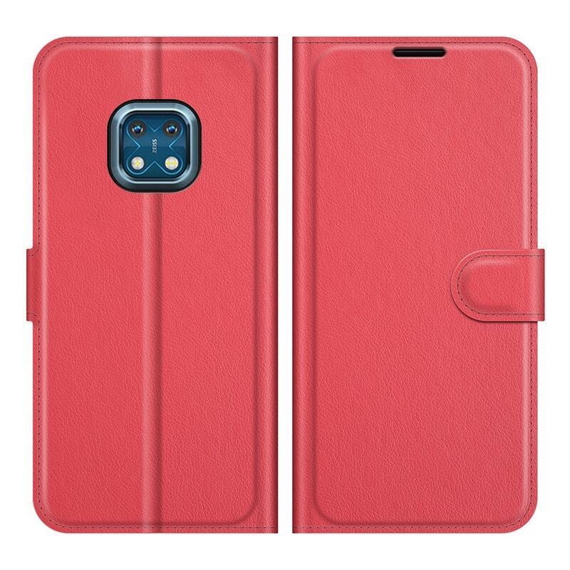 Litchi PU bőr pénztárca tok Nokia XR20-hoz - piros