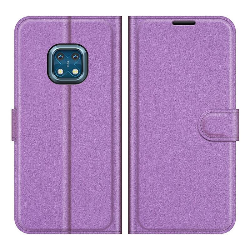 Litchi PU bőr pénztárca tok Nokia XR20 készülékhez - lila