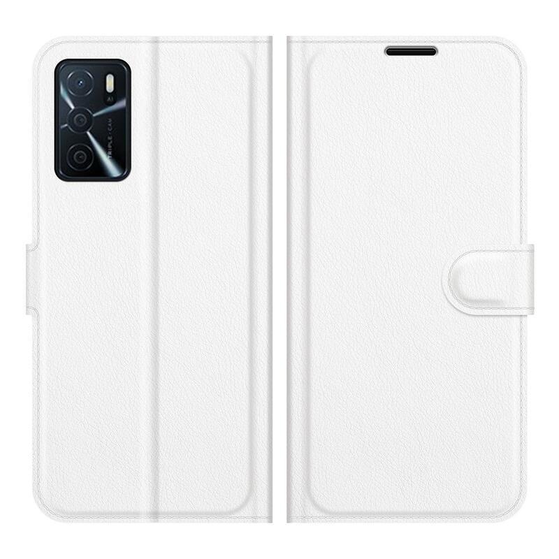 Litchi PU bőr pénztárca tok Oppo A16s/A54s - fehér