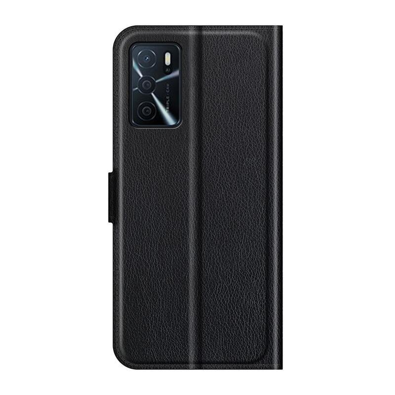 Litchi PU bőr pénztárca tok Oppo A16s/A54s - fekete
