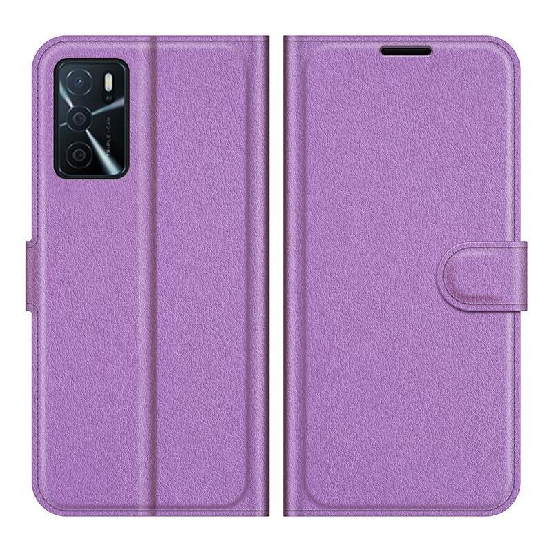 Litchi PU bőr pénztárca tok Oppo A16s/A54s - lila