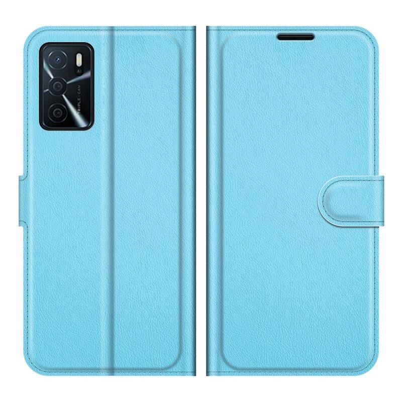 Litchi PU bőr pénztárca tok Oppo A16s/A54s - kék
