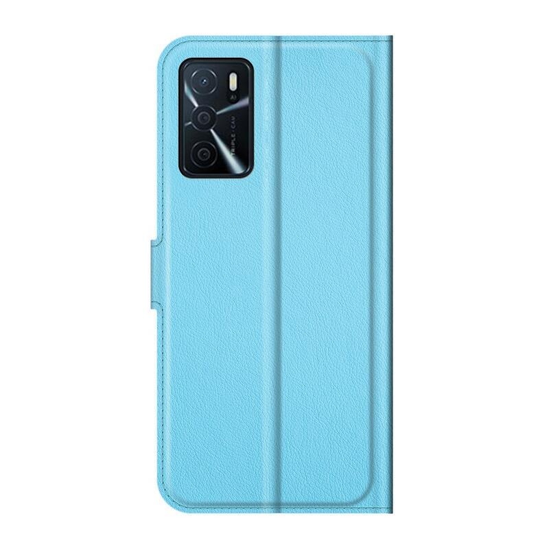 Litchi PU bőr pénztárca tok Oppo A16s/A54s - kék