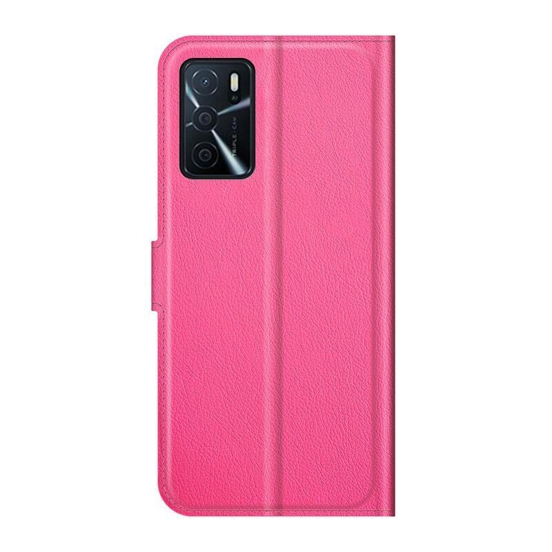 Litchi PU bőr pénztárca tok Oppo A16s/A54s - rózsa