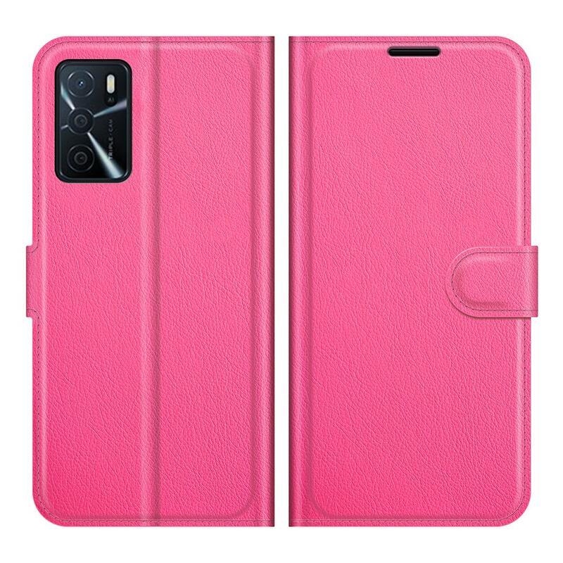 Litchi PU bőr pénztárca tok Oppo A16s/A54s - rózsa