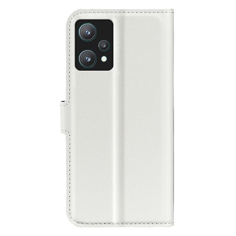 Litchi PU bőr pénztárca tok a Realme 9 Pro 5G számára - fehér