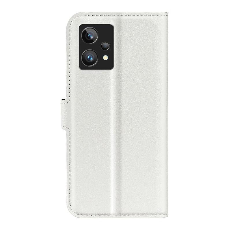 Litchi PU bőr pénztárca tok a Realme 9 Pro+ 5G számára - fehér