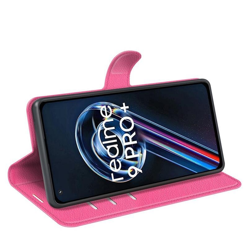Litchi PU bőr pénztárca tok Realme 9 Pro+ 5G - rózsa