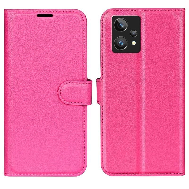 Litchi PU bőr pénztárca tok Realme 9 Pro+ 5G - rózsa